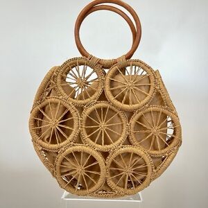 Rattan Hollow Round Wicker Woven
Handbags Shoulder Bags Retro
Woven Circles